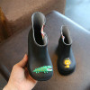 New Boys And Girls Leather Children Rain Boots Cute Cartoon Slip Baby Shoes Overshoes Water Shoes For Children Rubber Shoes
