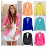 2016  Women Suit Blazer Foldable Brand Jacket Made Of Cotton & Spandex With Lining Vogue Candy Colors Blazers Free ShippingA7995