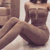 2016  elegant Suede off shoulder lace up long tight jumpsuit romper sexy  front hollow out Bodycon bandgae club Overalls Playsui