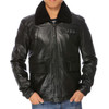 2015 winter men's coat Real Lamb fur collar sheepskin coats cotton liner casual flight jacket black genuin leather jacket men