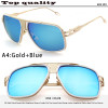 18K Gold Plated Square Men Sunglasses Women Couple Flat Top Luxury Brand Design Ladies Sunglasses Shades Brad Pitt Sun Glasses