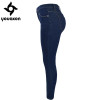 1883 Youaxon Women`s Single Knee Ripped Dark Blue High Waisted Skinny Denim Jean Pants For Women Jeans