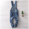 17 Men solid blue ripped Overalls Denim Suspender Pants Men Salopette Jeans New Arrival Slim Straight Jumpsuit Cowboy bib 71402