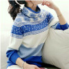 2017 autumn women's sweaters and pullovers vintage printed cashmere sweater warm turtleneck pullover christmas oversized pull
