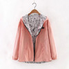 2017 Autumn Women Bomber Basic Jacket Pocket Zipper Hooded Two Side Wear Cartoon Print Outwear Loose Coat