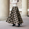 2017 Autumn Winter Women Skirt 50s Vintage and Retro Wool Maxi Elastic Waist Plaid Classical Thick Warm Saias Longa