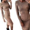 2017 Autumn Winter Warm Knitted Midi Dress Women Sexy Solid Long Sleeve Package Hip Bodycon Dress Vestidos GV420