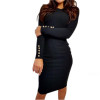 2017 Autumn Winter Warm Knitted Midi Dress Women Sexy Solid Long Sleeve Package Hip Bodycon Dress Vestidos GV420