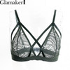 Glamaker Sexy hollow out bralette lace bra brassiere Backless floral strappy bra unpadded Elegant party women lingerie 2017
