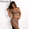 Glamaker Halter two piece split sexy women dress Elegant evening party dress vestidos Spring club bandage summer dress Female