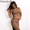 Glamaker Halter split sexy women dress 2017 Elegant evening party summer dress vestidos Autumn hollow out club bandage dress