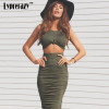 2018 Summer Women Two Piece Bodycon Dress 2 Piece Sets Outfits Cotton Sleeveless Sexy Two Piece Party Night Club Bandage Dresses
