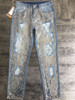2018 Summer Women Loose High Waist Vintage Hole Jeans Woman Denim Sequins Jeans Pants Boyfriend Ripped Jeans For Women Trousers