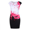 2018 Summer Women Fashion Dress Plus Size Sexy the Neck Print Elegant Sleeveless Formal Party Evening Pencil Mini Dresses