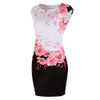 2018 Summer Women Fashion Dress Plus Size Sexy the Neck Print Elegant Sleeveless Formal Party Evening Pencil Mini Dresses
