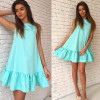 2018 Summer Women Dresses Casual Beach Party Chiffon Dress Ruffle Sleeveless Sundress Female Fashion Mini Sexy Dresses