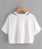 2018 summer V-neck Embroidered Rose Short T-shirt