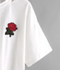 2018 summer V-neck Embroidered Rose Short T-shirt