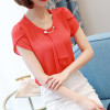 2018 Summer Solid Chiffon Blouse Shirt Women Tops Short Sleeve Shirt Women Ladies Office Blouses Fashion Blusas Chemise Femme