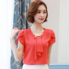 2018 Summer Solid Chiffon Blouse Shirt Women Tops Short Sleeve Shirt Women Ladies Office Blouses Fashion Blusas Chemise Femme