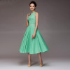 2018 Summer New sleeveless women dress O-neck vestidos Women elegant thin dot printing Mid-Calf casual dress Female
