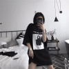 2018 Summer Korean Harajuku Black T-shirts Women Korean Ulzzang Cartoon Graphic Chic Female T Shirt Spring Comic Print Tee Tops