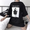 2018 Summer Korean Harajuku Black T-shirts Women Korean Ulzzang Cartoon Graphic Chic Female T Shirt Spring Comic Print Tee Tops