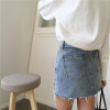 2018 Summer Jeans Skirt Women High Waist Jupe Irregular Edges Denim Skirts Female Mini Washed Casual Pencil Skirt