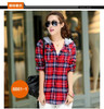 New 2018 Spring Women Shirt Fashion Plaid Hooded Shirt Flannel Shirt Long Sleeve Women Blouses Shirt Cotton Blusas British style
