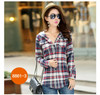 New 2018 Spring Women Shirt Fashion Plaid Hooded Shirt Flannel Shirt Long Sleeve Women Blouses Shirt Cotton Blusas British style
