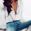 New 2018 Spring Women Blouse Fashion Vintage Female Casual Shirts White Solid Long Sleeves Tops Lapel Shirt Blusas Feminina
