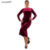 New 2018 Spring Plus Size Velvet Women Dress Big Size 5XL 6XL Long Sleeve Sexy Bodycon Dress Bandage Autumn Vestidos Clothing