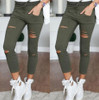 New 2018 Skinny Jeans Women Denim Pants Holes Destroyed Knee Pencil Pants Casual Trousers Black White Stretch Ripped Jeans ~~