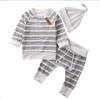 New 2018 Fashion Baby Clothing Sets Infant Baby Striped Tops T-shirt+Pants+Hat 3pcs Outfits Set Newborn Baby Boys Girls Clothes