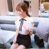 DERUILADY Off Shoulder Top Women Sexy Shirt 2018 New Summer Office Lady White Elegant Blouses Ladies Bow Chiffon Casual Blouse
