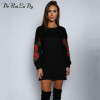 DeRuiLaDy 2017 Autumn Winter Long Sleeve Women Hoodies Flowers Embroidery O-Neck sweatshirt Hooded Casual Black White Hoodie DeRuiLaDy 2017 Autumn Winter Long Sleeve Women Hoodies Flowers Embroidery O-Neck sweatshirt Hooded Casual Black White Hoodie