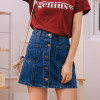 Denim Skirt High Waist A-line Mini Skirts Women 2018 Summer New Arrivals Single Button Pockets Blue Jean Skirt Style Saia Jeans