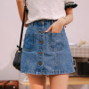 Denim Skirt High Waist A-line Mini Skirts Women 2018 Summer New Arrivals Single Button Pockets Blue Jean Skirt Style Saia Jeans