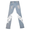 Denim Jeans Womens Sexy Lace Stitching High Waist Pencil Pants Hole Ripped Jeans For Women Plus Size XXXL Skinny Jeans Female