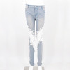 Denim Jeans Womens Sexy Lace Stitching High Waist Pencil Pants Hole Ripped Jeans For Women Plus Size XXXL Skinny Jeans Female