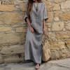 2018 Autumn ZANZEA Women Striped Dress Sexy V Neck Long Sleeve Maxi Long Dresses Vintage Casual Loose Plus Size Vestidos