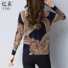 2018 Autumn&amp;Winter NEW Knitted sweaters Women printing Pullovers Oblique collar Long Sleeve Knitted Soft Warm Pullover Female