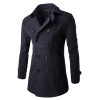 Autumn Winter Jacket Men Peacoat Solid Fashion Long Coat Men's Windbreakers Double Breasted Mens Overcoat Chaqueta Hombre M-XXL