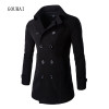 Autumn Winter Jacket Men Peacoat Solid Fashion Long Coat Men's Windbreakers Double Breasted Mens Overcoat Chaqueta Hombre M-XXL