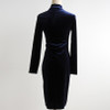 Autumn Winter Fashion Midi Pencil Dress Women Turtleneck Long Sleeve Sexy Velvet Dress Velvet High Neck Bodycon Dress
