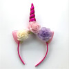 2018 Glitter Metallic Unicorn Headband Girls Chiffon Flowers Hairband For Kids leaf flower Unicorn Horn Party Hair Accessories