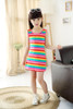 Children Girls' Clothing Seeveless Rainbow Stripes Summer Girl Dress 100% Cotton 3-14 Years Kids Vest Dresses For Teenage Girls