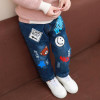 Children denim Pants girls plus velvet jeans 2018 baby kids cartoon leggings winter children's clothes girl cotton loose trouser