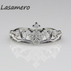 LASAMERO Ring For Women 0.4ct flower shape Certified diamond Ring Accents 18k Gold Real Engagement Wedding Ring