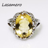 LASAMERO Oval Cut 10*14mm Natural Citrine Engagement Halo Ring 925 Sterling Silver Ring for Women Fine Jewelry LASAMERO Oval Cut 10*14mm Natural Citrine Engagement Halo Ring 925 Sterling Silver Ring for Women Fine Jewelry